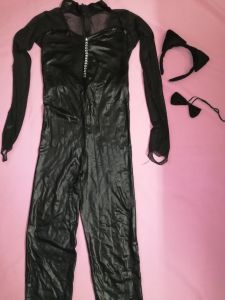 Kids Costumes to Hire - SLIM Unitard Black  - WET LOOK - GIRL